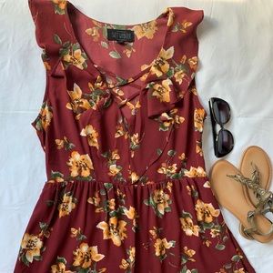 Sweet Surrender Maroon Floral Sleeveless D…